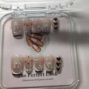 Stylish Nail Art Set with Black and Silver Accents